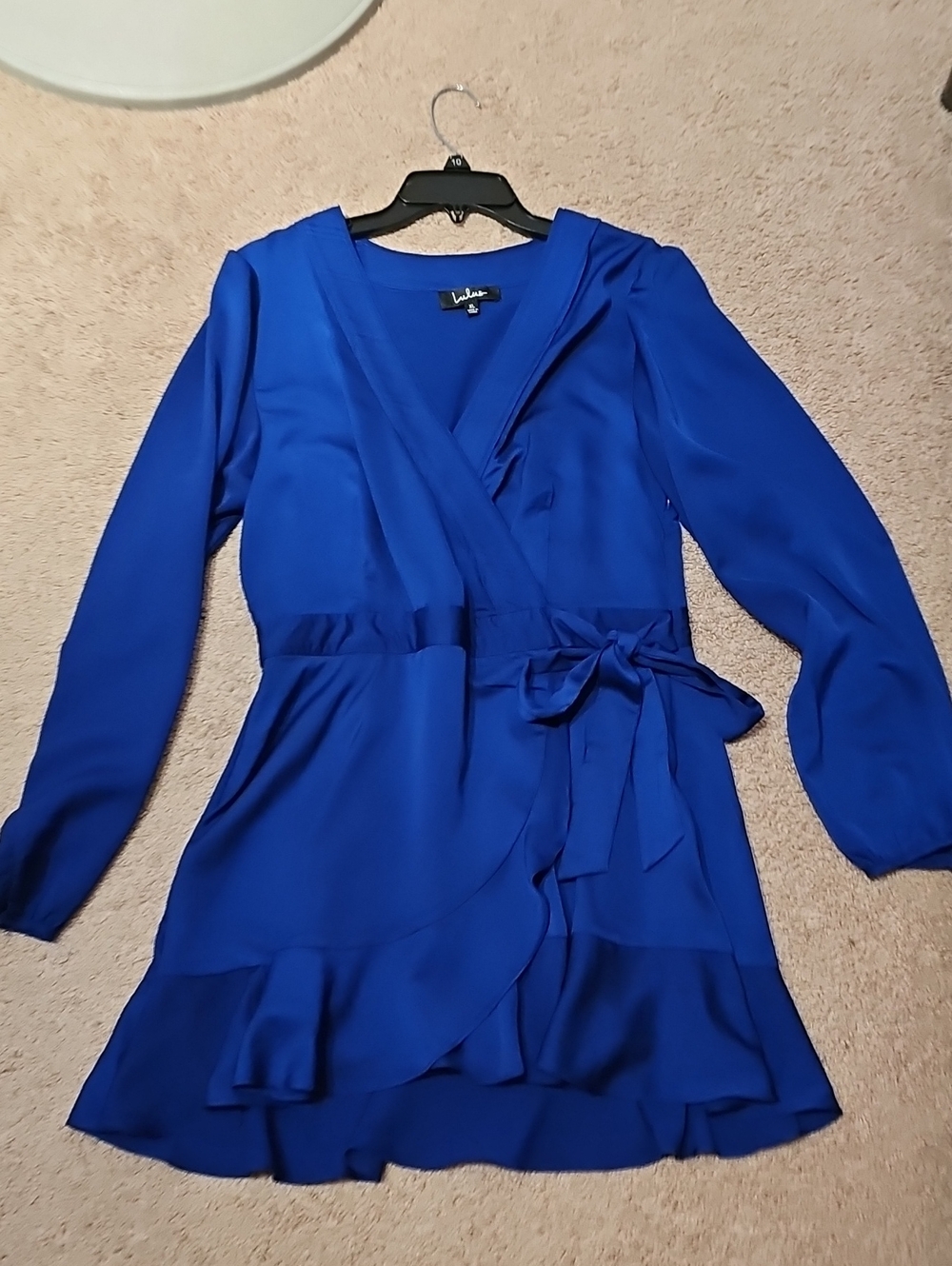 Lulu's Cobalt Blue Wrap-Front Long Sleeve Dress